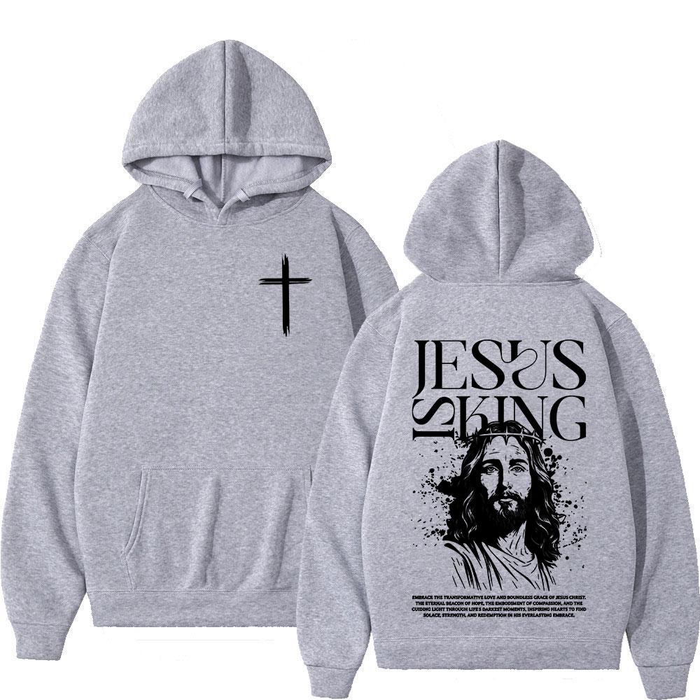 Faith Christian Jesus Is King Bible Verse Hoodies Men Women Clothing Fashion Harajuku Sweatshirts Fleece Long Sleeves Pullovers