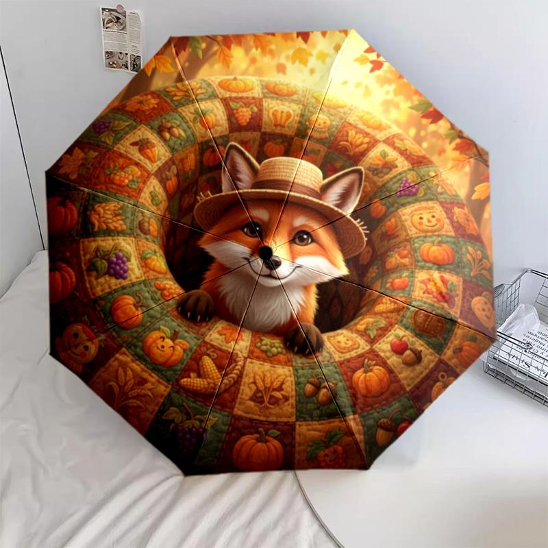 1 st Automatiskt Fällbart Paraply - Tecknat Mönster, Bärbar & Vikbar Design med 8 Ribbor, Jul- Födelsedagspresenter