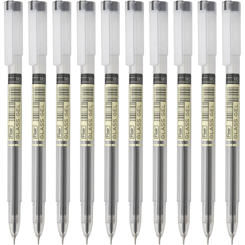 FLAIR Glass 0.6mm Gel Pen | Water Proof Ink For Smooth Flow System | Low-Viscosity Ink For Smudge Free Writing | Quick D