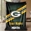 Green Bay Packers Custom Flannel Throw Blanket Print Your Name Text Soft Warm Blanket Holiday Present