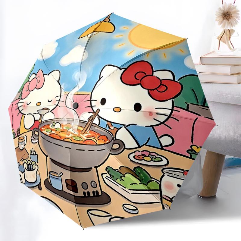 1pc Hello Kitty Automatic Opening/Closing Umbrella with Foldable Design and Iron Frame - Perfect Gift for Fans, Travelers, and Daily Use.A103