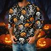 Men's Casual Shirt with Raglan Three-Quarter Sleeve, Halloween Graphic Print
