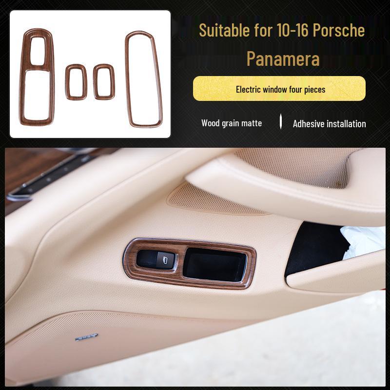 Carbon Fiber Panel Decor Sticker for 10-16 Panamera Front Passenger Side - Imitation Peach Wood