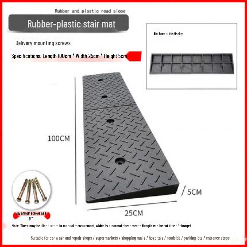 Rubber-Plastic Car Ramp: Slope Mat, Curb Edge, Uphill Climb, Triangle Speed Bump