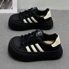 Shell head black board shoes women's summer new round head platform casual panda shoes big head doll shoes