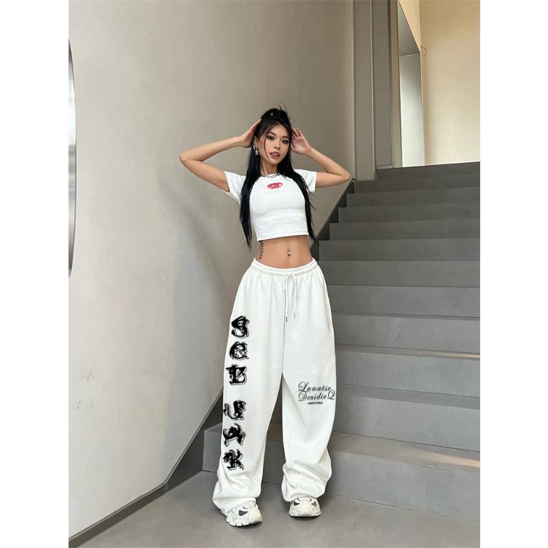 New Women's Printed Casual Sweatpants, High Waist Loose Fit Hip-Hop Dance Joggers with Slimming Effect, Streetwear Trousers for Summer Fashion