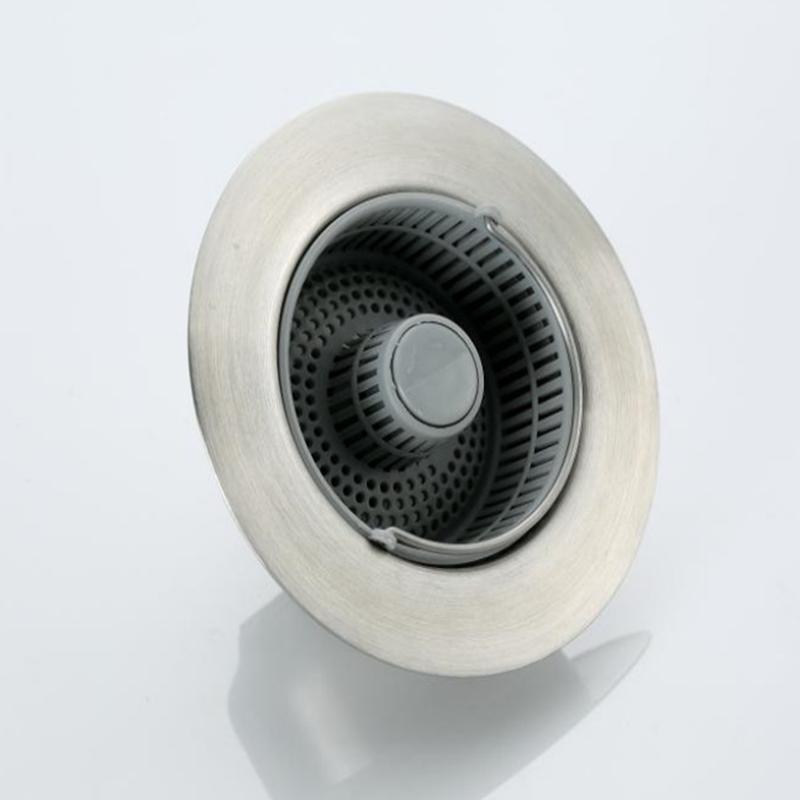 Press Design ABS Kitchen Sink Filter 304 Stainless Steel Basket Strainer Food Slag Drainer Sink Water Stopper New Gadgets