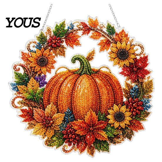 Bedroom Wall Decoration Kit DIY Rhinestone Door Sign Kit, Halloween Pumpkin Flower Animal Pattern Art Sign, Handmade Hanging Decor