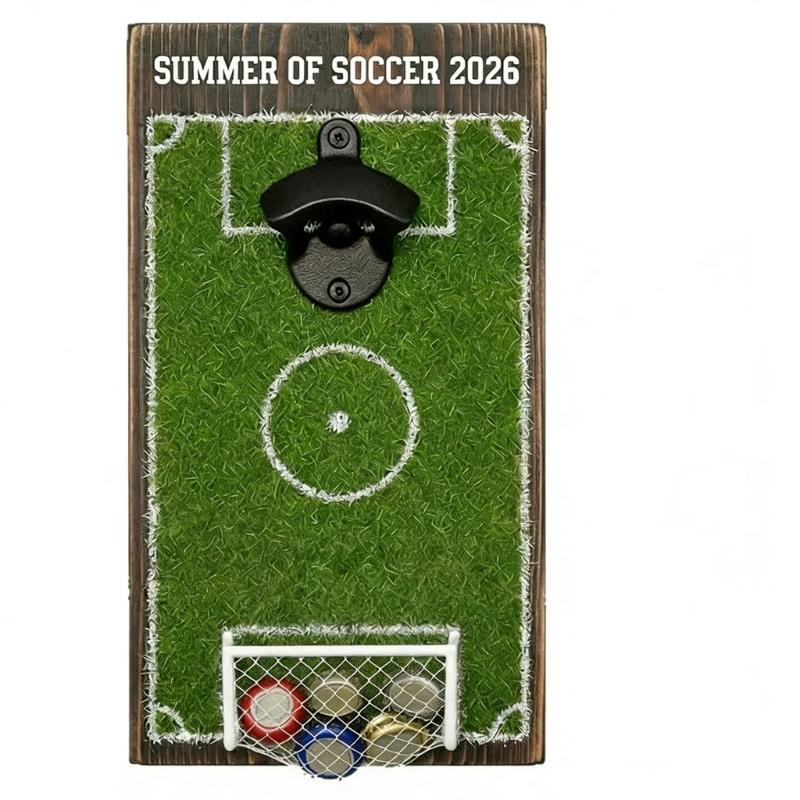 Entertaining Soccer Field Beer Bottle Opener With Practical Build In Cap Container For Home Bar Parties Gatherings
