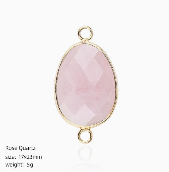 Natural Crystal Stone Charms Faceted Waterdrop Connector with Brass Findings Golden for Necklace Bracelet Jewelry Making DIY