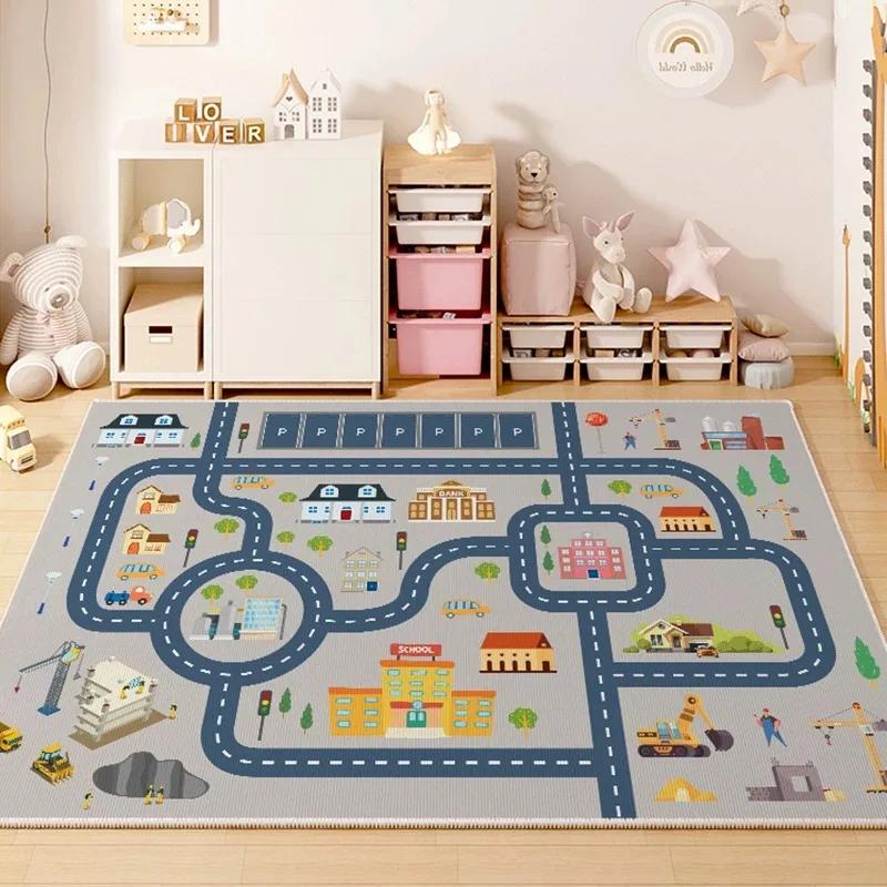 Tappeto Area Gioco Camera Bambini Soggiorno Camera da Letto Pista Macchinine Bambini Tappetino Puzzle Digitale Tappetino Gioco Gattonamento Bambino 100x150cm