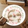 1pc Sloth Flowers Round Chair Mat Area Rug - Non-Slip, Floor Mat for Office, Bedroom, and Indoor Decor C1125618