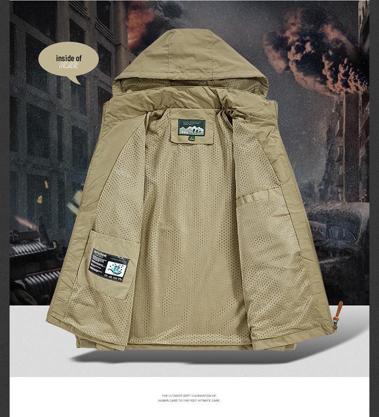 Men's Hooded Windbreaker Jacket - Waterproof, Windproof, Spring/Autumn Motorcycle Workwear Trend (Style 8817)