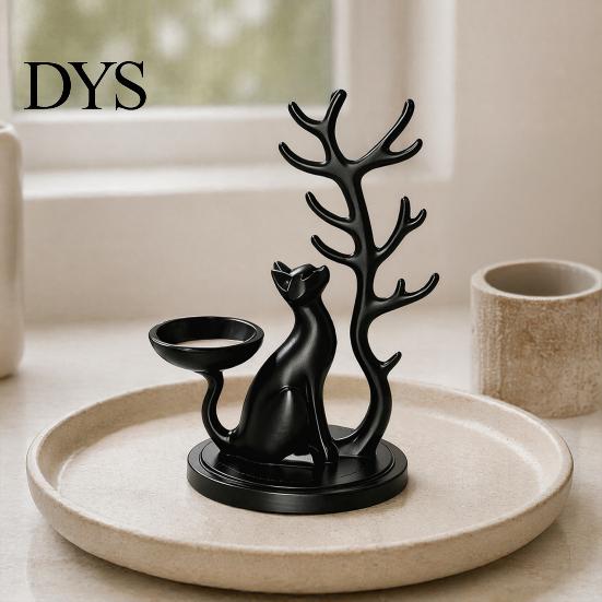 Bedroom Dresser Decor Cute Cat Tree Branch Jewelry Organizer, 3D Printed Earring Bracelet Hair Decorative Trinket Tray Tie Storage Holder, Display