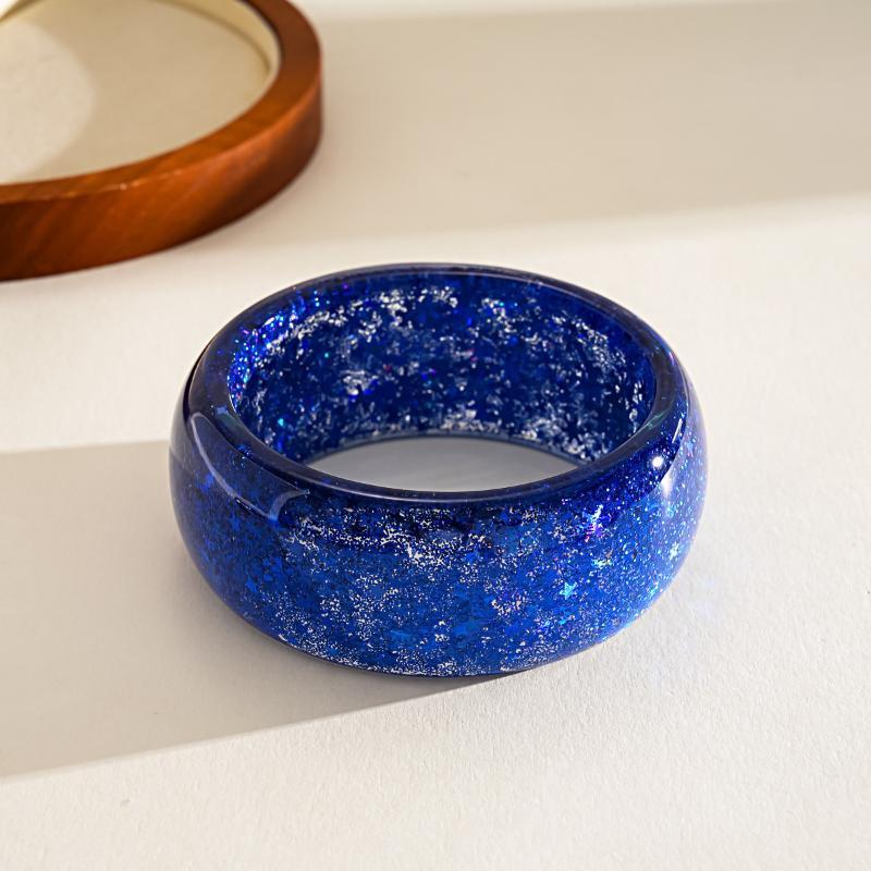 Y2K Boho Vintage Resin Bangle Women Wide Round Bracelet Dopamine Color Statement Wrist Jewelry For Daily Party Wear Accessories