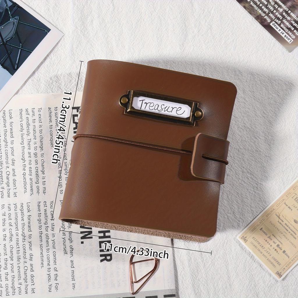 Photo Album Storage, Retro Leather Mini Polaroid Photo Album, Couple's Memory Book, 1-Pocket 3-Inch Travel Card Holder