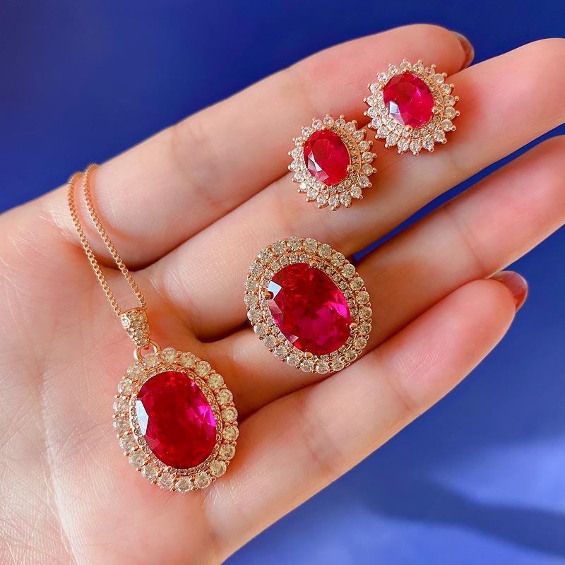 SACE GEMS Classic Copper Alloy Zircon Ring Earrings Pendant Necklace Jewelry Sets Wedding Party Gifts