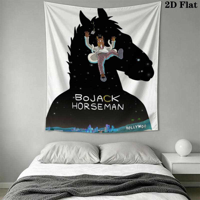 BoJack Horseman Gobelin Ścienny Estetyczny Dekor Ścienny Drukowany Materiał Kocyk Dekoracyjne Gobeliny do Sypialni Salonu Wystrój Domu