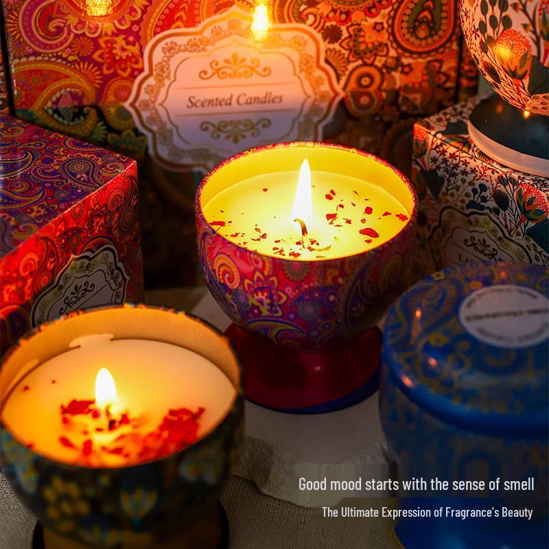 Exquisite High-Stemmed Glass Scented Candle Set - Long-Lasting Indoor Fragrance & Decorative Gift