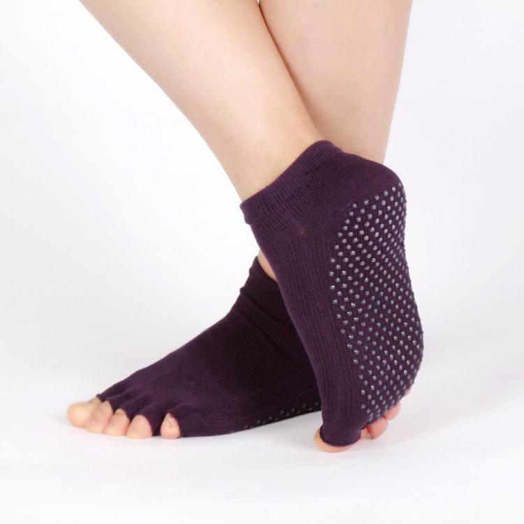 Socks Body Rubber Band Combed Cotton Yoga Socks Women'S Professional Cotton Sports Non-Slip Split Toe Socks Five-Finger Socks Pilates
