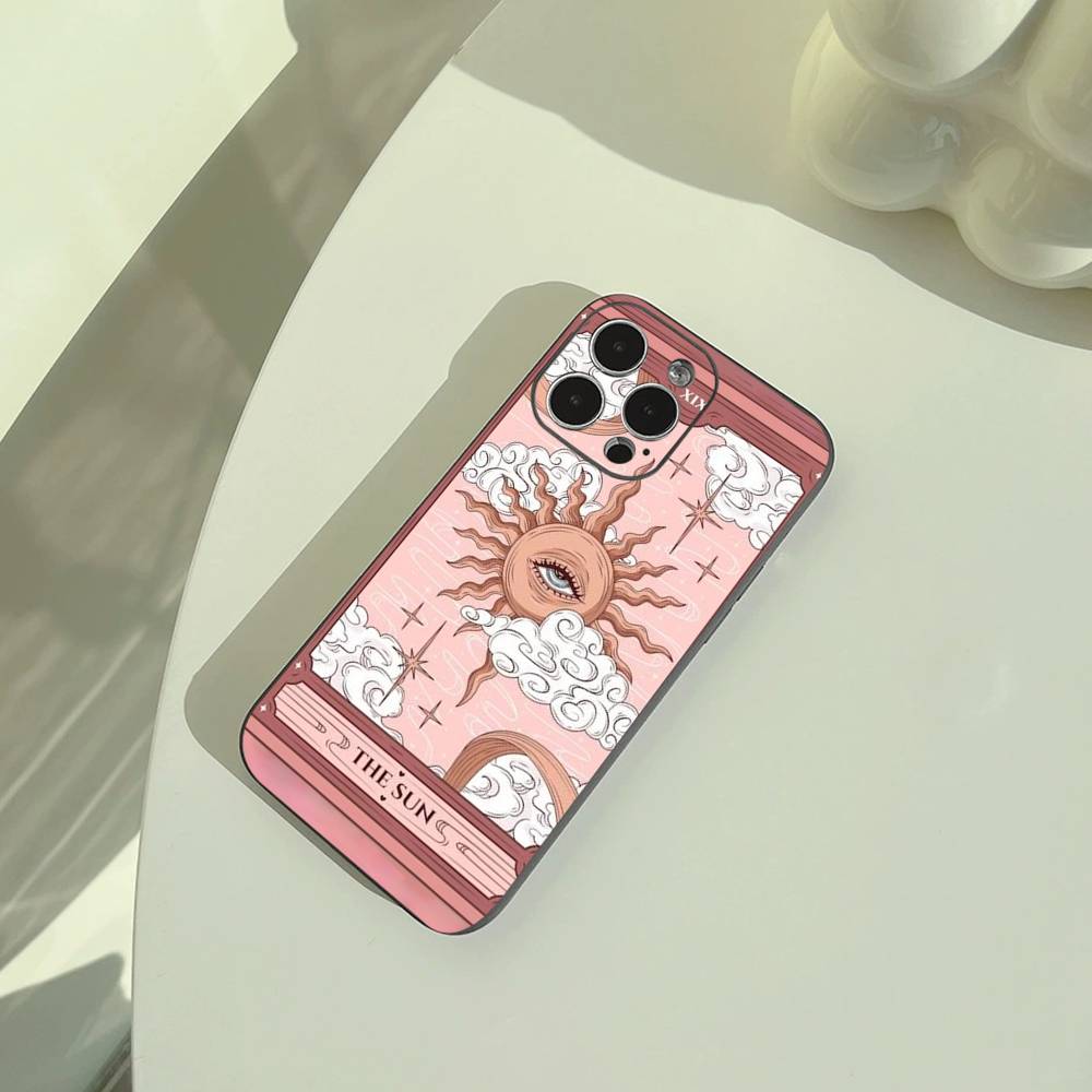 Tarot Aesthetic Phone Case For iPhone 17,16,15,14,13,12,11 Pro Max, Lightweight and Practical Soft Black Cover