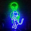 Neon LED Wall Decoration Unique Alien and Cat Neon LED - Adjustable Brightness, USB-powered, Home Decor Wall Decoration