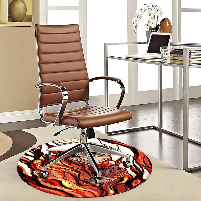 1pc Anime Demon Slayer Tanjiro Round Carpet  Office Chair Mat 80cm