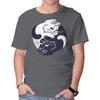 Unisex Crew Neck T-Shirt Ying Yang Cat Graphic Short Sleeve Casual Tee