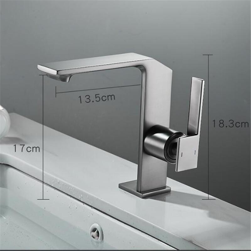 Tuqiu Brushed Gold Bathroom Faucet Black Basin Faucets Hot Cold Sink Faucet Water Mixer Crane Deck Mounted Bathroom Tap