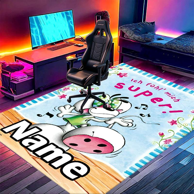 Custom Name Personalized Diddl Print Carpet, Versatile Home Decor Rug, for Playroom, Apartment, Balcony, Entryway, Hallway Gift