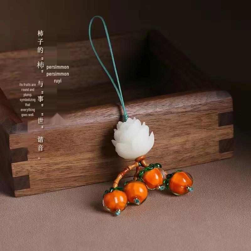 Chinese Bodhi Lotus Keychain: Anti-Lost Car Pendant with Ancient Style Rope