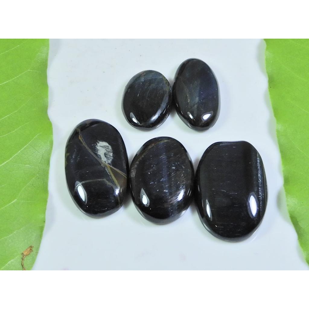 154Cts. Natural Blue Tiger Eye Oval Cabochon Loose Gemstone 5Pcs Lot A-566