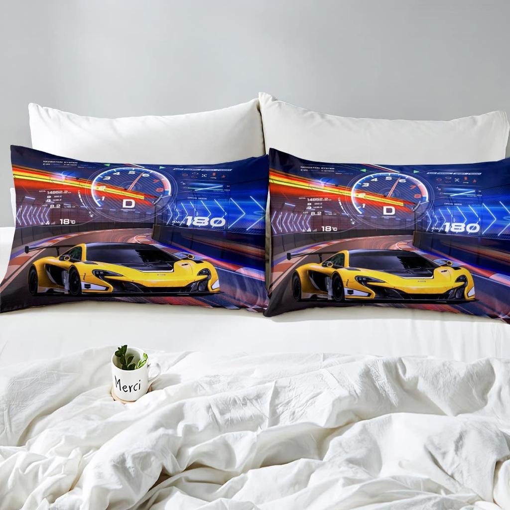 Home Textile Three-Piece Cool Sports Car 3D Digital Printing Quilt Cover Pillowcase Bedding