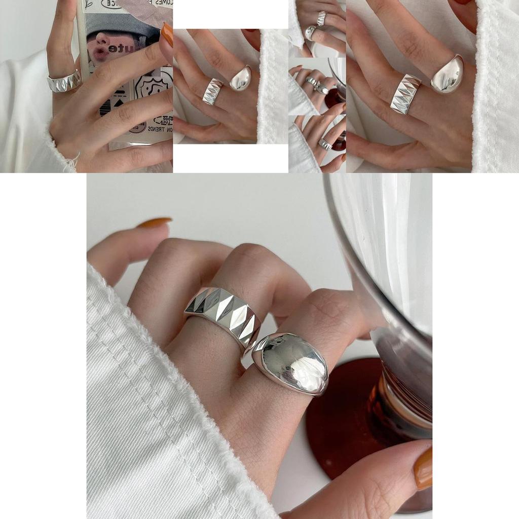 Trendy Korean Style Adjustable Copper Ring With Geometric Design For Women