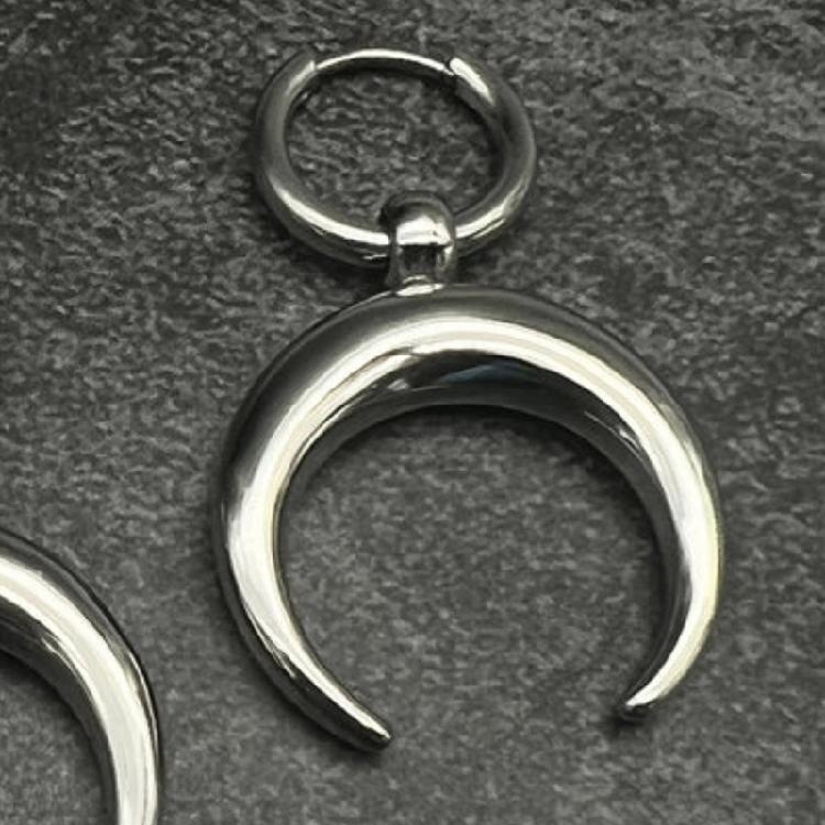 1Pair Stainless Steel Retro Moon Earrings Statement Temperament Earrings Women
