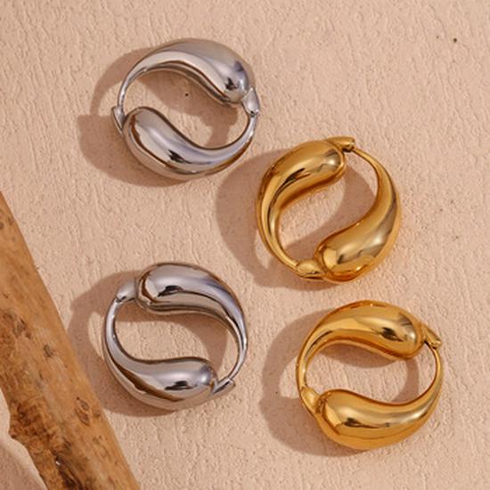 European & American 18K Gold-Plated Retro Wave Ring – Women's Stainless Steel Hand Jewelry