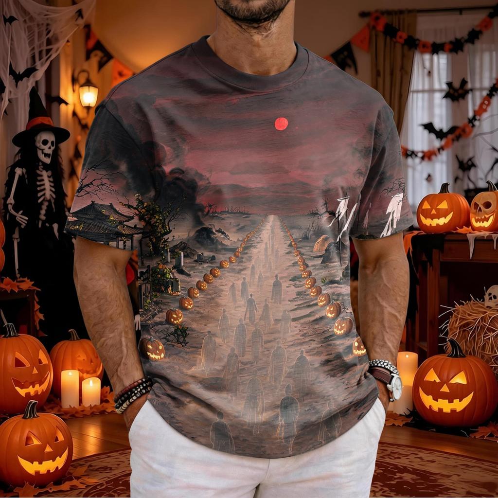 Men's Halloween Round Neck Short Sleeve T-Shirt