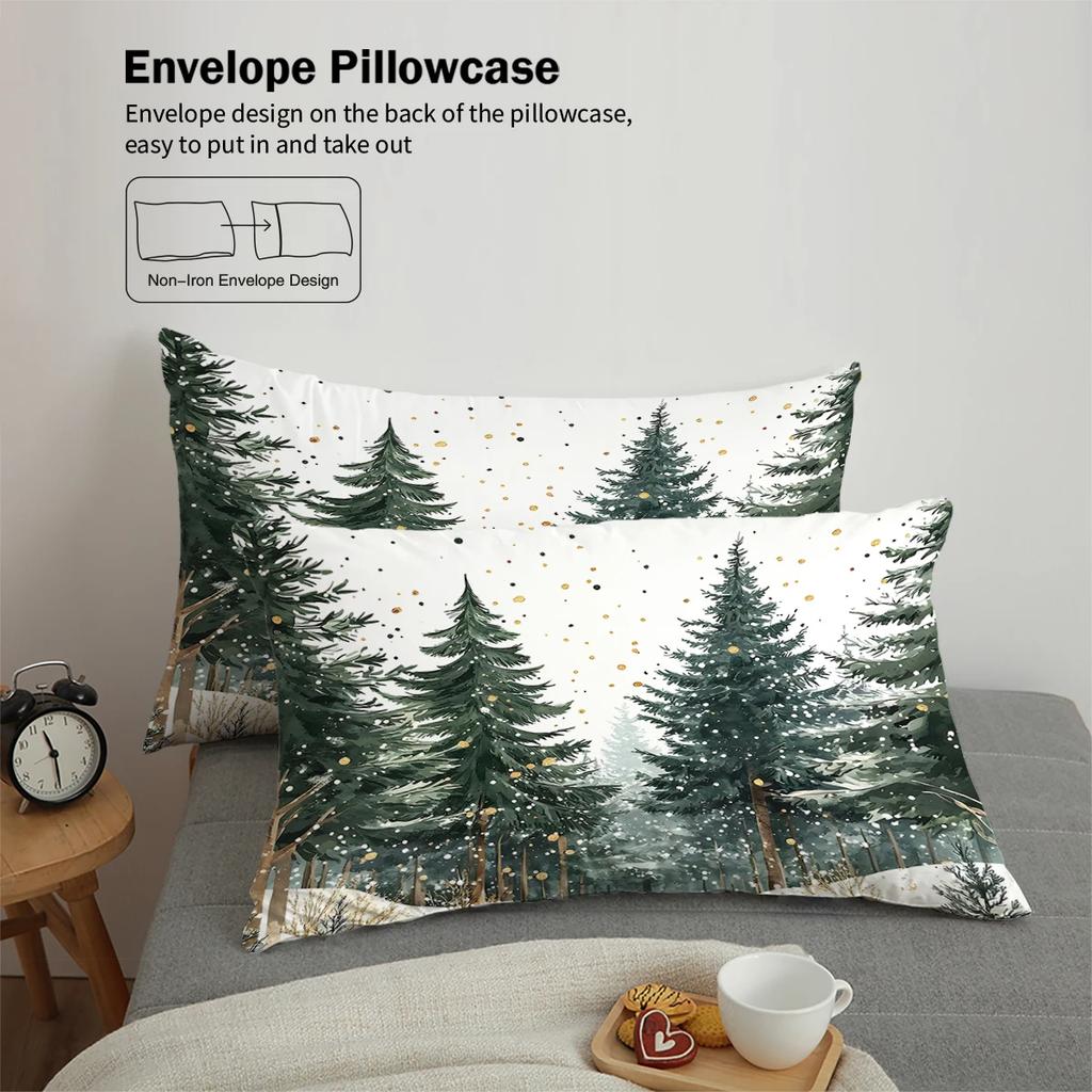 3pcs Pine Tree Pattern Printed Bedding Set,1 Duvet Cover+2 Pillowcase, Suitable for Teenagers and Adults Bedroom,home Decoration