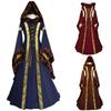 Abito Medievale con Cappuccio Vintage, Abito Rinascimentale con Maniche a Campana e Allacciatura per Donna, Ideale per Cosplay, Halloween e Feste a Tema
