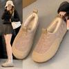 New Womens Shoes Fashion Winter Cotton Shoes Warm Plush Lining Slip Ons Loafers Women Casual Patchwork Suede Flat Walking Shoes