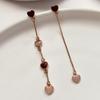 925 Silver Heart Cubic Rose Gold Drop Earrings