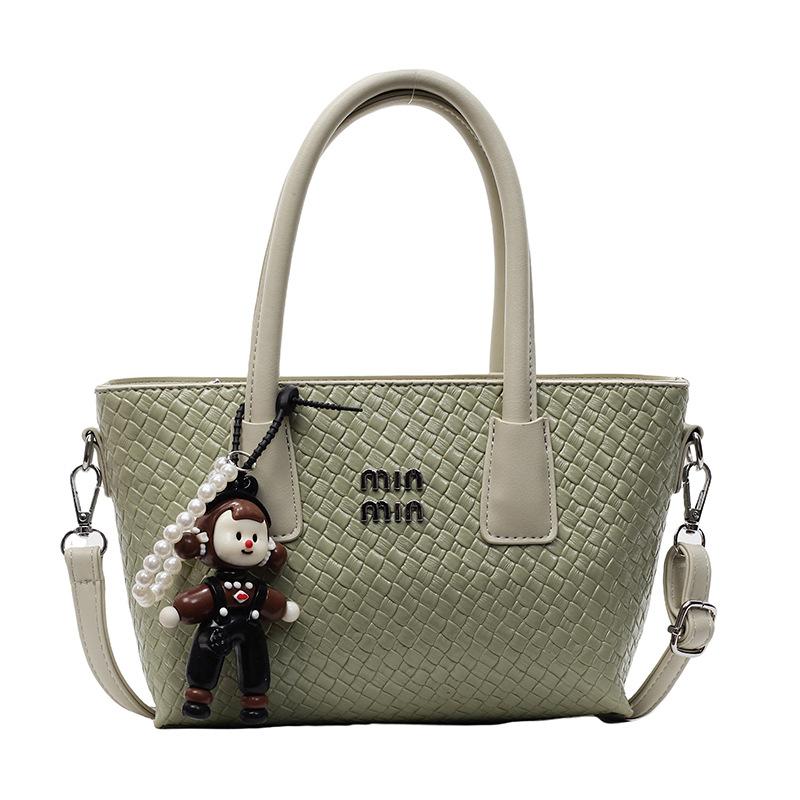 Korean Version of the Hot Sale, Design Sense, Woven Pattern Temperament, Portable Bucket Bag, Women's Leisure Commuting Versatile Fashion Messenger B