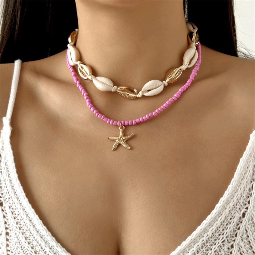 Pearl Shell Necklace Multilayer Seashell Choker New Sweater Chain Jewelry