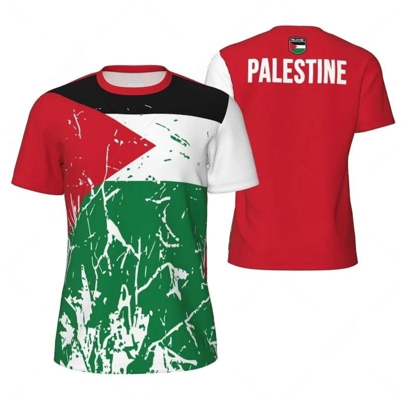 Palestinian Flag Men's Football T-shirt Summer Trendy Emblem 3D Printed Sportswear Fashion Casual Comfortable Short Sleeve Tops