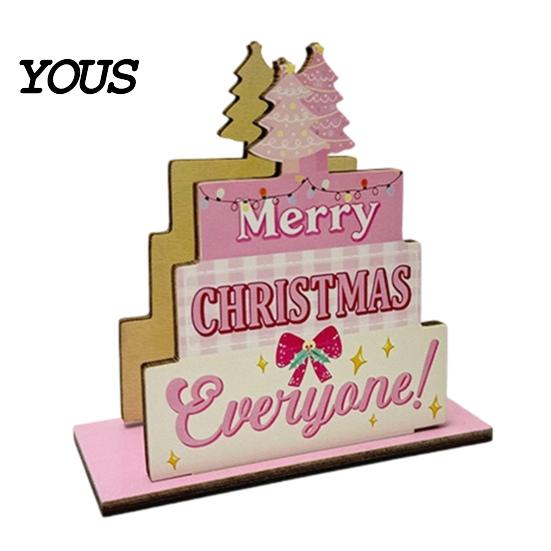 Festive Home Accents Wooden Christmas Napkin Holder, Rustic Farmhouse Tissue Dispenser, Pink Merry Hand Painted Wood Decor Cocktail Holder for Dining