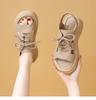 Fish mouth sandals women's summer new muffin thick sole with skirt, wearing sandals outside
