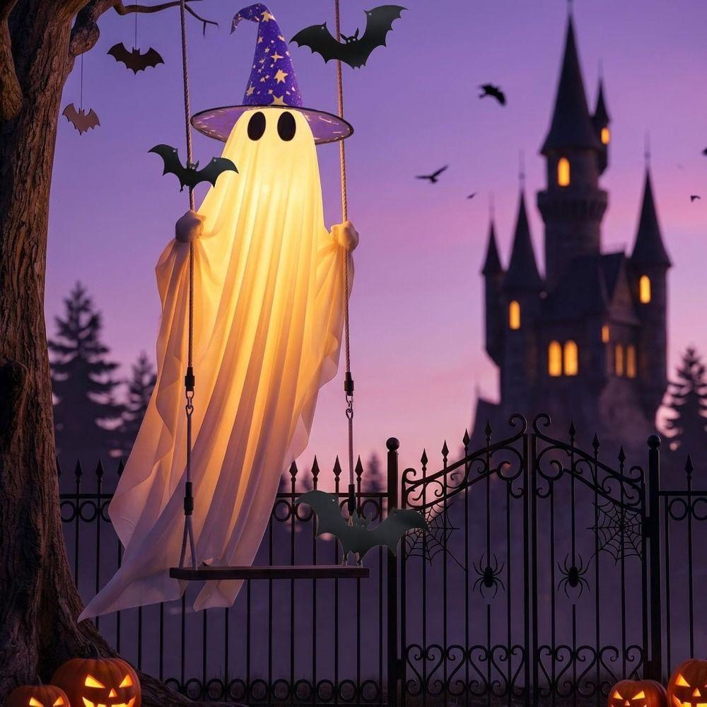 Gruseliger Leuchteffekt Halloween Geist Schaukel Geister Schaukelset Türrahmen Hängedeko
