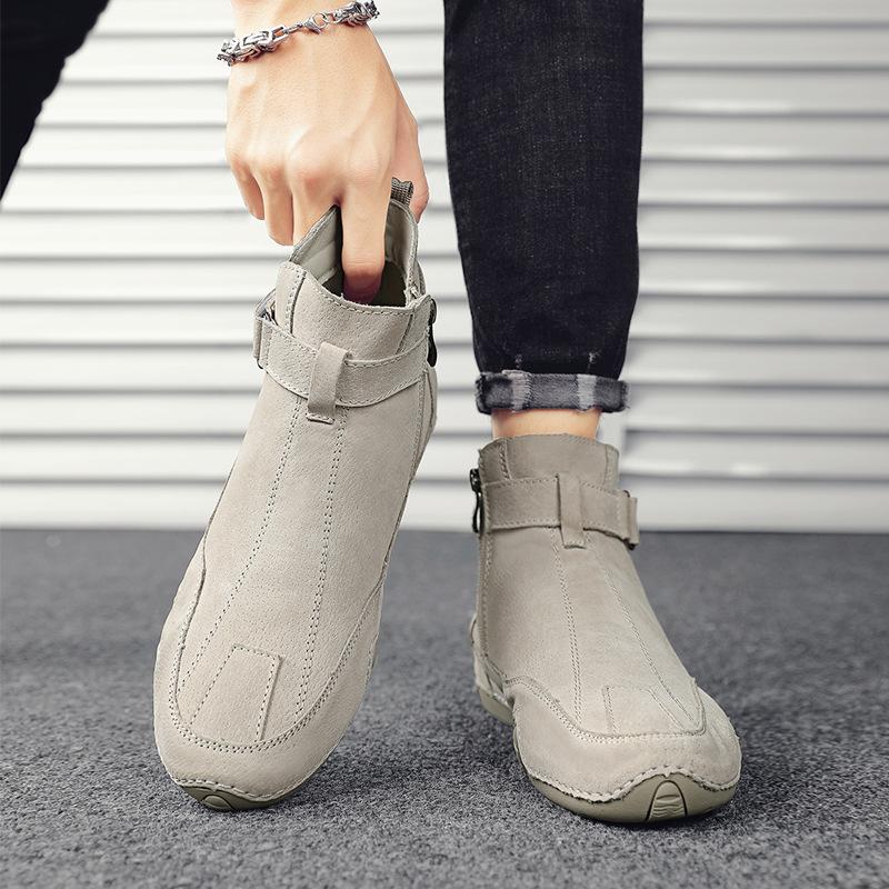 Men's shoes autumn and winter warm medium and high-top outdoor casual shoes one-pedal men's soft-soled versatile and lightweight Martin boots