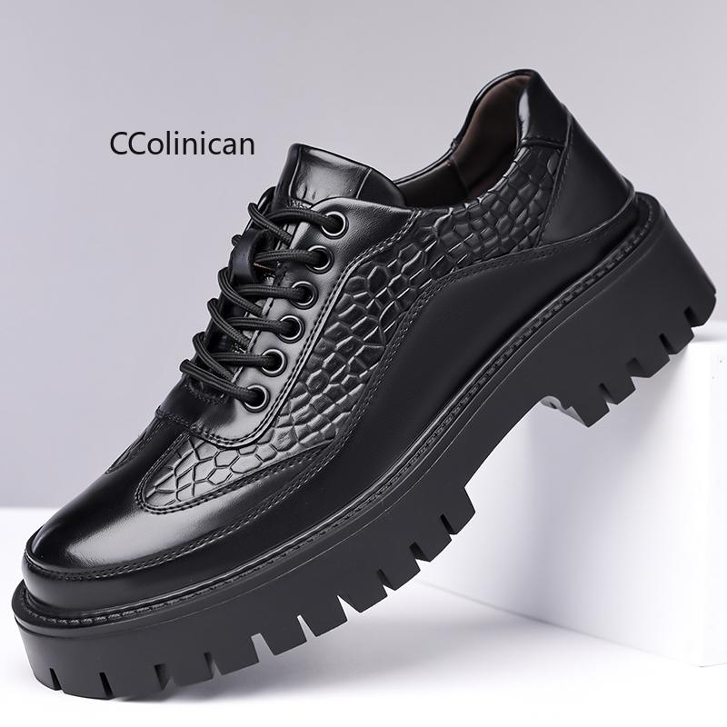 Hot Men Casual Shoes Lace Up British Style Thick Sole Oxfords High Quality Derby Shoes Fashion Breathable Outdoor Shoes For Male