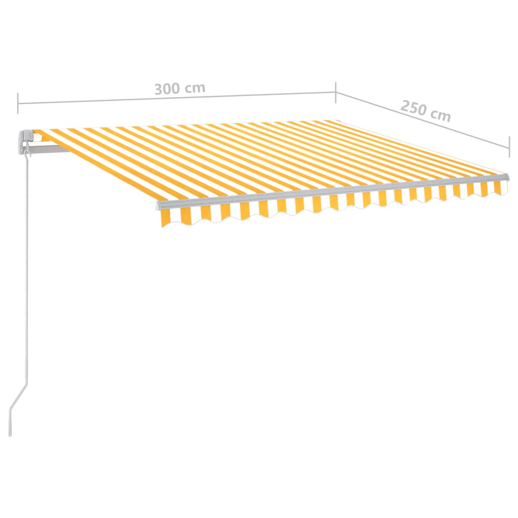 Manual Retractable Awning with LED Lights 300 X 250 Cm Yellow and White